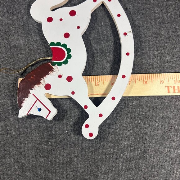 VINTAGE HUGE WOODEN ROCKING HORSE CHRISTMAS ORNAMENT - Picture 2 of 11